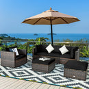 6 Pcs Patio Rattan Furniture Set with Sectional Cushion by LJGDeals