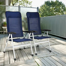 2Pcs Patio Dining Chair with Adjust Portable Headrest-Blue by LJGDeals