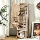 2-in-1 Wooden Cosmetics Storage Cabinet with Full-Length Mirror and Bottom Rack by LJGDeals