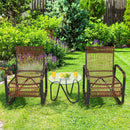 3 Pieces Patio Rattan Furniture Set with 2 Single Wicker Chairs and Glass Side Table by LJGDeals