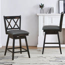 2 Pieces 24 Inch Swivel Counter Height Barstool Set with Rubber Wood Legs by LJGDeals