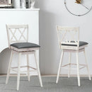2 Pieces 29 Inches Swivel Counter Height Barstool Set with Rubber Wood Legs by LJGDeals