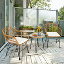 3 Pieces Rattan Furniture Set with Cushioned Chair Table by LJGDeals