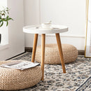 Mid Century Modern Round Side Sofa Coffee Table with Wooden Tray by LJGDeals