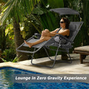 Folding Recliner Lounge Chair with Shade Canopy Cup Holder by LJGDeals