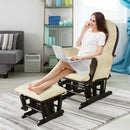 Wood Glider and Ottoman Set with Padded Armrests and Detachable Cushion by LJGDeals