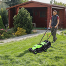 13 Inch Electric Push Lawn Corded Mower with Grass Bag-Green