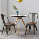 18 Inch Height Set of 4 Stackable Style Metal Wood Dining Chair by LJGDeals