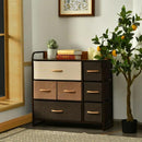 7 Drawer Tower Steel Frame and Wooden Top Dresser Storage Chest for Bedroom by LJGDeals
