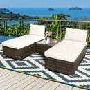 5 Pieces Patio Rattan Furniture Set with Cushioned Armless Sofa by LJGDeals