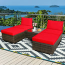 5 Pieces Patio Rattan Furniture Set with Cushioned Armless Sofa by LJGDeals