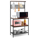 4-Tier Kitchen Rack Stand with Hooks and Mesh Panel by LJGDeals