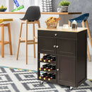 Kitchen Cart with Rubber Wood Top 3 Tier Wine Racks 2 Cabinets by LJGDeals