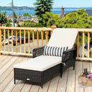 Outdoor Patio Wicker Chaise Lounge Chair with Adjustable Backrest and Pillow by LJGDeals
