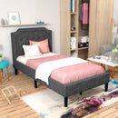 Linen Twin Upholstered Platform Bed with Frame Headboard Mattress Foundation by LJGDeals