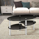 Tempered Glass Oval Side Coffee Table by LJGDeals
