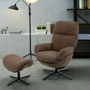 Upholstered Swivel Lounge Chair with Ottoman and Rocking Footstool by LJGDeals