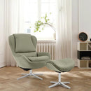 360¬∞ Swivel Leather Lounge Chair with Ottoman and Aluminum Alloy Base by LJGDeals