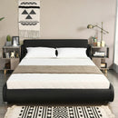 Full Size Faux Leather Upholstered Platform Bed Adjustable Headboard-Black by LJGDeals