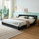 Queen Faux Leather Upholstered Platform Bed Frame Adjustable Headboard-Black by LJGDeals