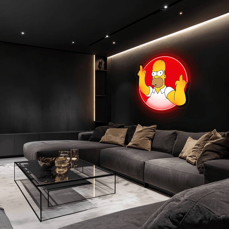 Homer Simpson Neon Sign, Simpson Neon Decor, Uv Print Neon Sign, Home Decor, Office Decor, Gamer Gifts, Housawarming Gifts, Neon Wall Art