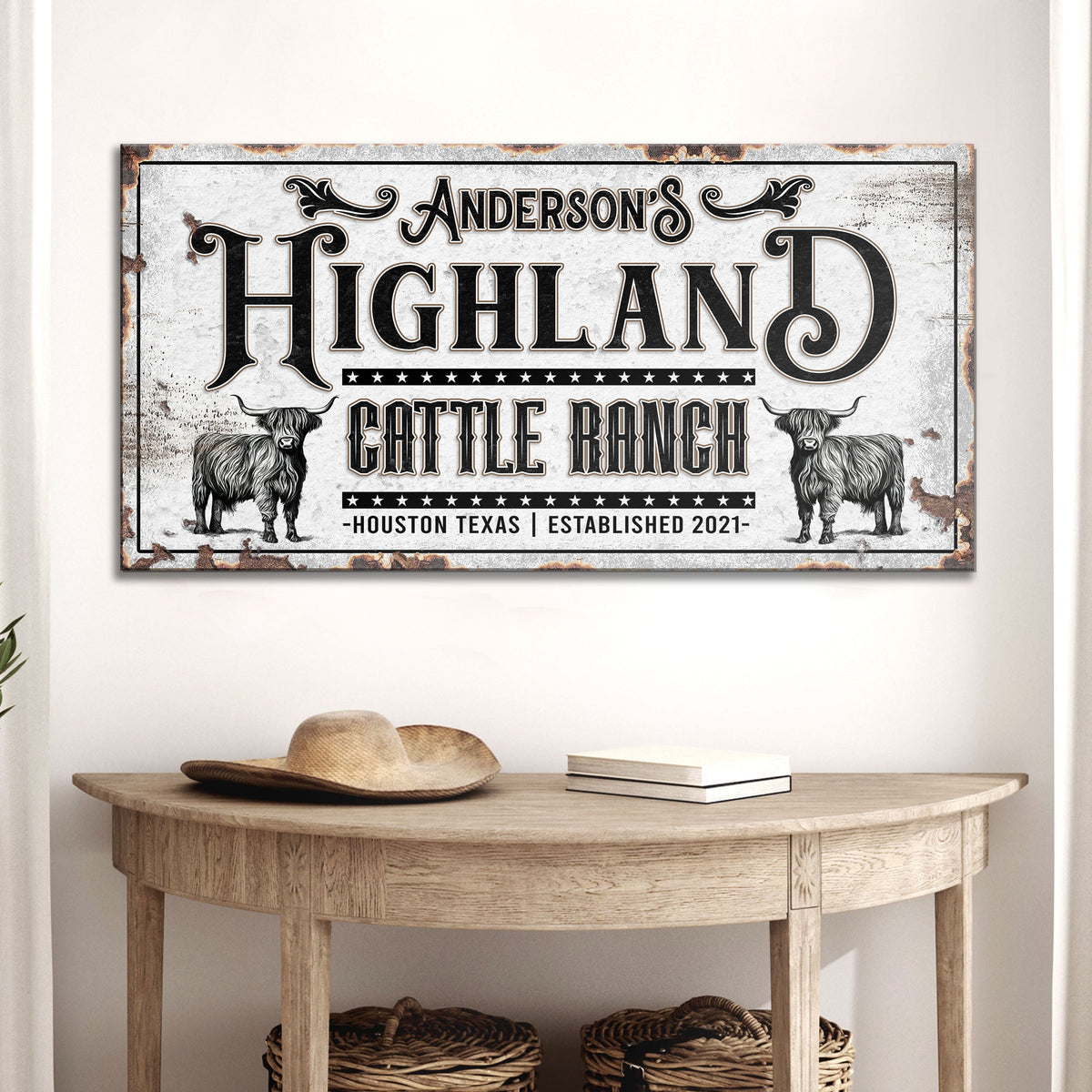 Personalized Highland Cattle Ranch Sign II, photo 3 of 8