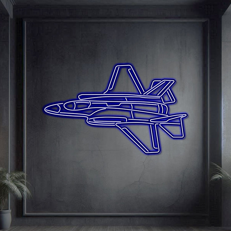 F-35A Lightning II Angle Metal Neon Aircraft Wall Art - NCN0042