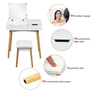 Wooden Vanity Table with Flip Top Mirror and Cushioned Stool by LJGDeals