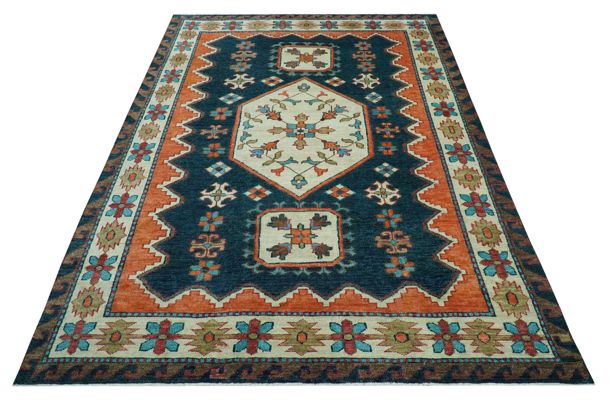 Traditional Blue And Ivory Hand Knotted Wool Area Rug Custom, photo 12 of 13