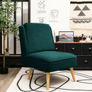Velvet Accent Armless Side Chair with Rubber Wood Legs for Bedroom by LJGDeals