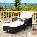 Patio Wicker Chaise Lounge Chair with Pillow and Adjustable Backrest with Cushion-Black by LJGDeals