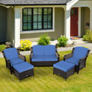 5 Pieces Patio Rattan Sofa Set with Cushion and Ottoman by LJGDeals