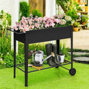 Raised Garden Bed Elevated Planter Box on Wheels Steel Planter with Shelf-Black by LJGDeals