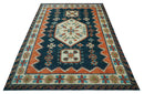 Custom Made Traditional Blue And Ivory Hand Knotted Wool Rug