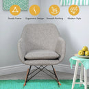 Upholstered Rocking Arm Chair with Solid Steel Wood Leg-Gray by LJGDeals