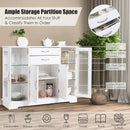 Sideboard Buffet Server Storage Cabinet with 2 Drawers and Glass Doors by LJGDeals