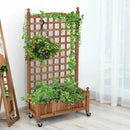 50 Inch Wood Planter Box with Trellis Mobile Raised Bed for Climbing Plant by LJGDeals