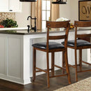 2 Pieces Counter Height Chair Set with Leather Seat and Rubber Wood Legs by LJGDeals