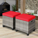 2 Pieces Patio Rattan Ottoman Seat with Removable Cushions-Navy by LJGDeals