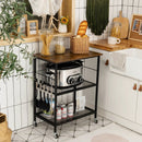 3-Tier Kitchen Serving Cart Utility Standing Microwave Rack with Hooks by LJGDeals