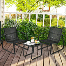 3 Pieces Patio Bistro Furniture Set with Glass Top Table Garden Deck-Black by LJGDeals