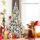 6 Feet Snow Flocked Hinged Christmas Tree with Berries and Poinsettia Flowers by DirectDeals