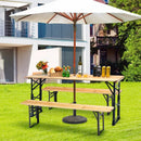 66.5 Inch Outdoor Wood Folding Picnic Table with Adjustable Heights by LJGDeals
