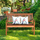 Two Person Solid Wood Garden Bench with Curved Backrest and Wide Armrest by LJGDeals