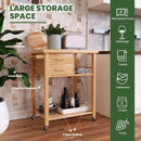 Bamboo Kitchen Trolley Cart with Tower Rack and Drawers by LJGDeals