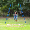 Outdoor Kids Swing Set with Heavy-Duty Metal A-Frame and Ground Stakes by DirectDeals
