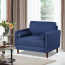Accent Oversized Linen Club Armchair with Pillows and Rubber Wood Legs by LJGDeals
