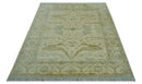 Traditional Oushak Design Ivory And Brown Hand Knotted 8x10 Wool Area Rug