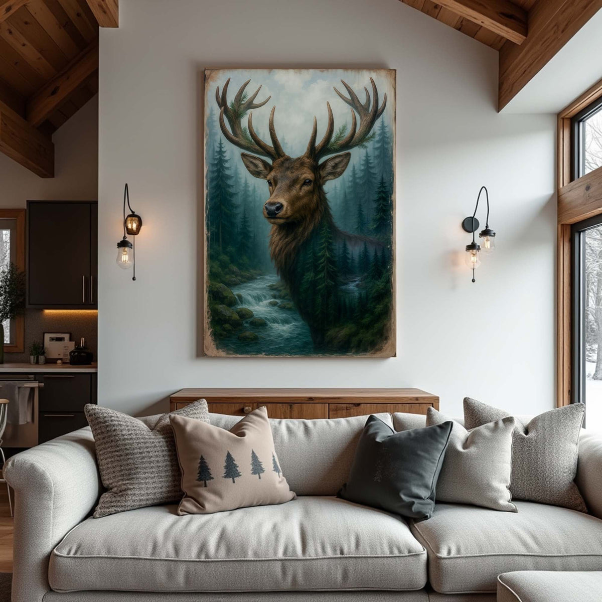 Misty Stag Double Exposure Wall Art, photo 3 of 10