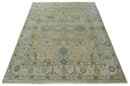Hand Knotted Beige, Ivory and Gray Oushak Custom Made Wool Rug